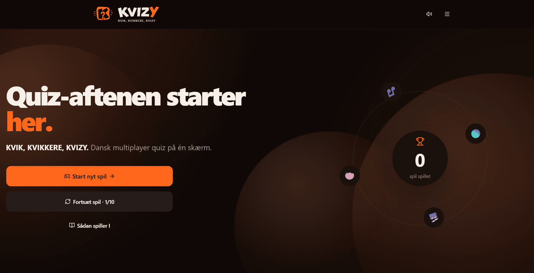 KVIZY start screen